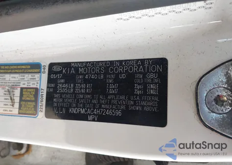 2017 Kia Sportage Lx from USA, damaged, VIN KNDPMCAC4H7246596